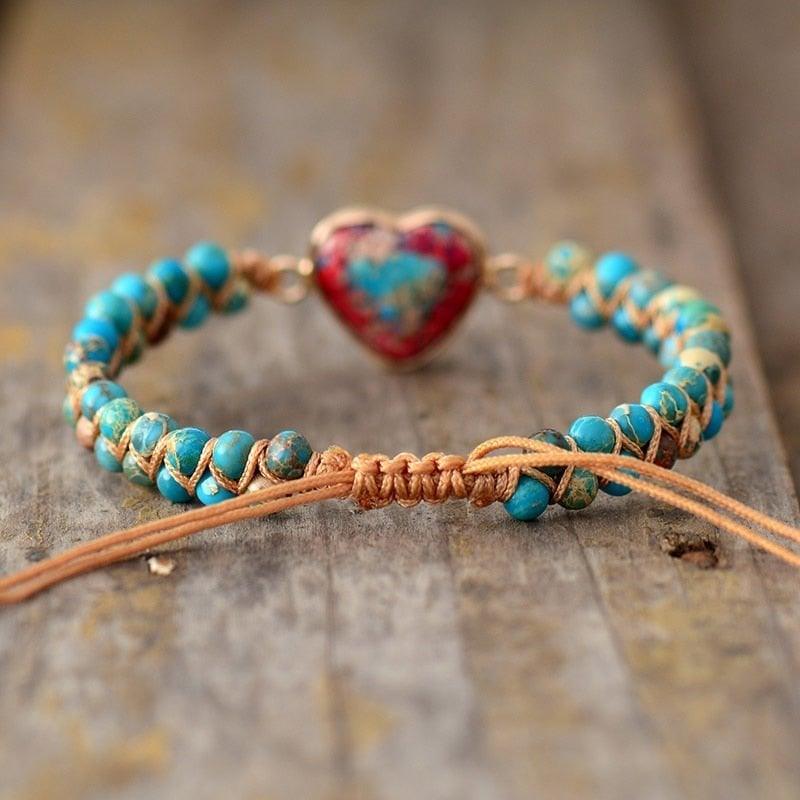 PASSIONATE HEART JASPER BRACELET - dressowy