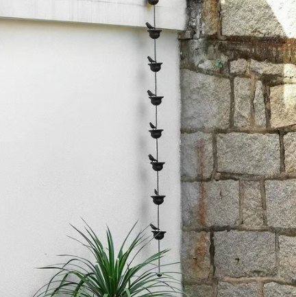 🐦🌧️  8-Cup Rain Chain | Bird Bath, Wind Chime & Downspout Alternative 🐦 Powder-Coated Iron, Weatherproof, Tool-Free Setup – Perfect for Patio, Pergola & Garden 🏡