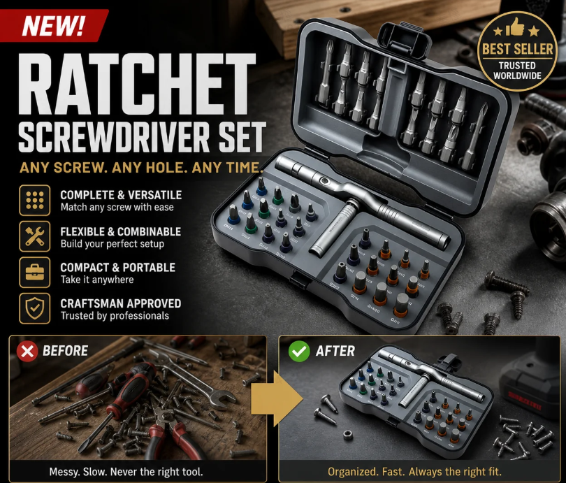 🛠️Freely assemble to solve all tool troubles 🛠️ 24-in-1 screwdriver set – Magnetic, compact, and portable