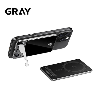 Ultra Thin Magnetic Portable Charger with Stand,Dual Charging Modes, Slim Portable