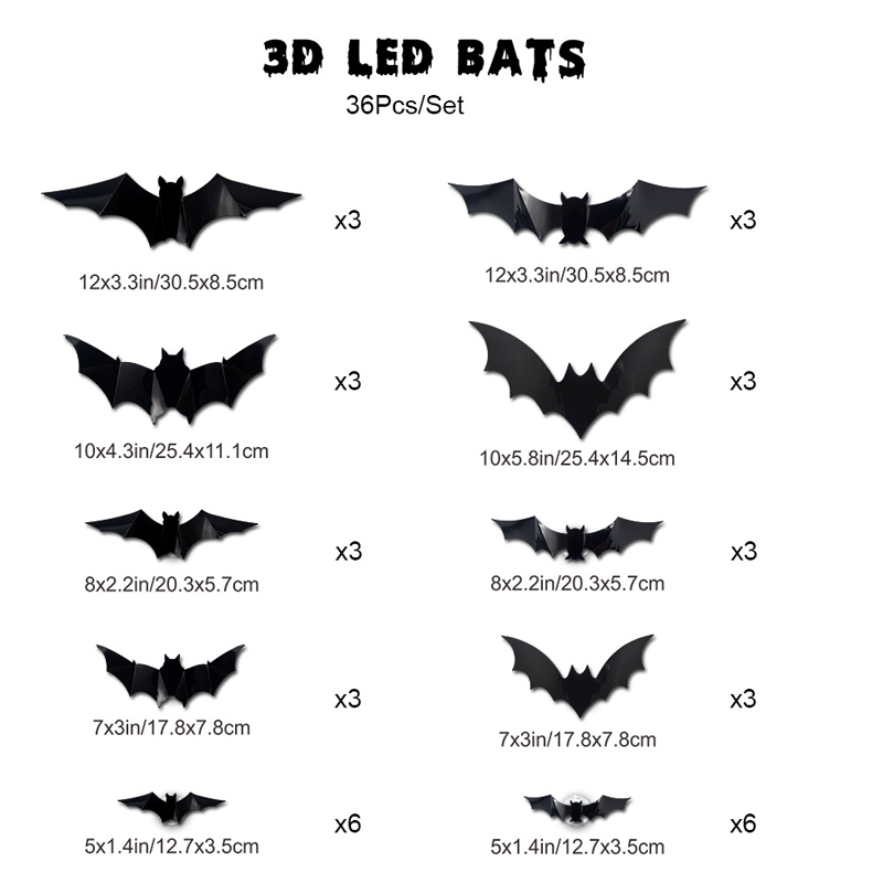 ⏰Spooky 3D Bat LED Wall Light, Halloween Indoor Outdoor Wall Decoration Light👻