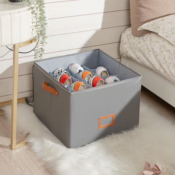 👟 Fabric Shoe Organizer Storage Box – Foldable, Large Capacity, Dustproof & Breathable for Closet & Bedroom 🧺✨