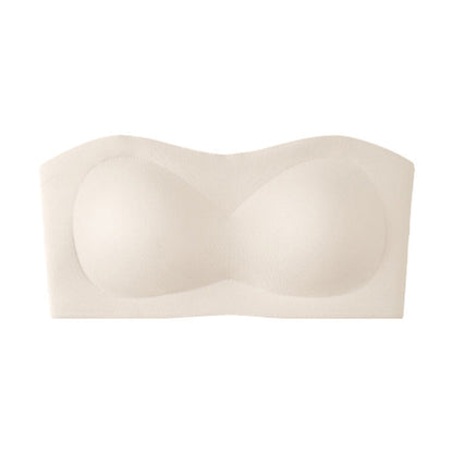 ⛱️💞Womens Strapless Bras Push Up Bandeau Bra Non Slip Wireless Supportive Padded Bras Seamless Comfortable Tube Jelly Bra