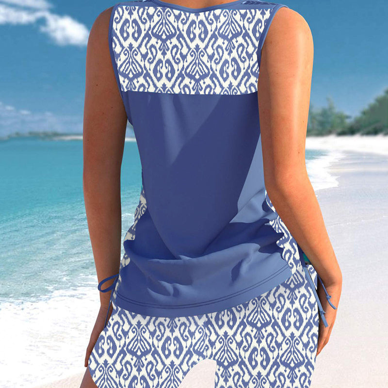 ⏰LAST DAY 49% OFF - Miraclesuit Women's Tummy Control Tankini Set with Built-In Bra – Flattering Boho Swimwear with Shorts🔥