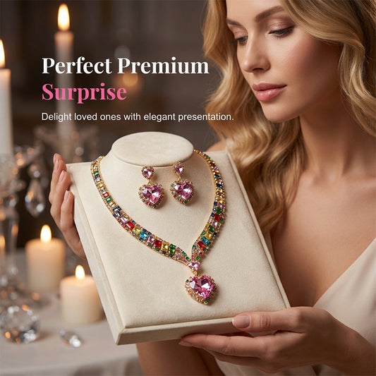 💎 49% OFF! ✨ Sparkling Heart Jewelry Set – Necklace & Earrings, Elegant, Lightweight 💖