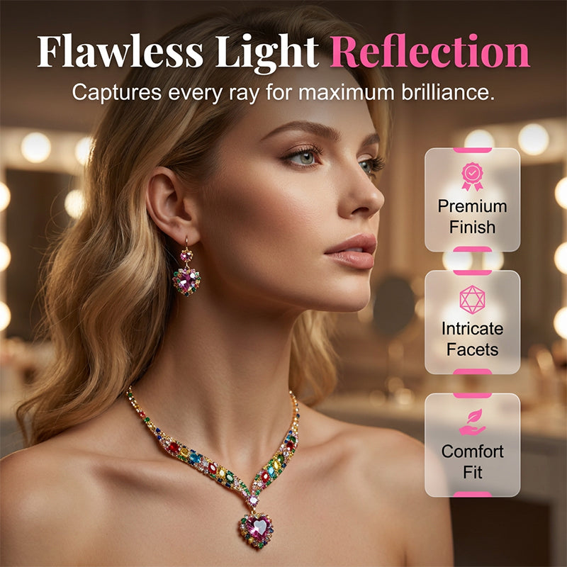 💎 49% OFF! ✨ Sparkling Heart Jewelry Set – Necklace & Earrings, Elegant, Lightweight 💖
