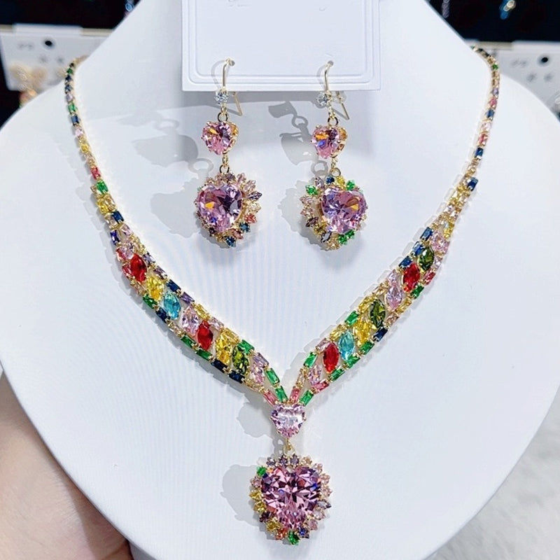 💎 49% OFF! ✨ Sparkling Heart Jewelry Set – Necklace & Earrings, Elegant, Lightweight 💖