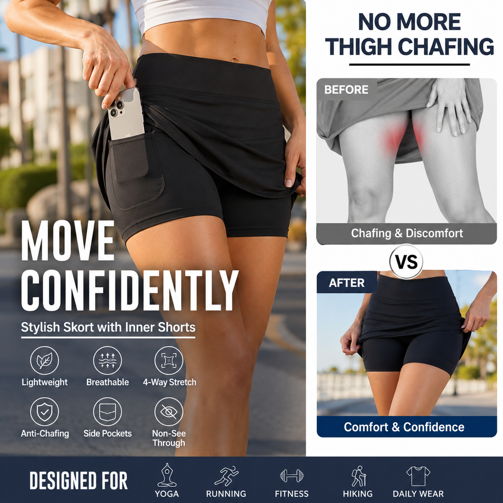 Over 30,000 units sold ⌚️ Anti-Chafing Active Skort – Super soft and comfortable🔥