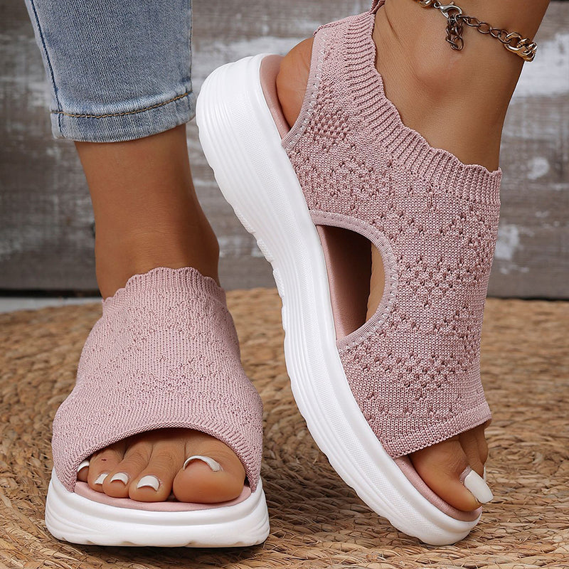 👡49% OFF NOW ! 💐 Women's Breathable Knit Platform Sandals – Air-permeable knit upper, cushioned sole & lightweight comfy summer footwear ✨