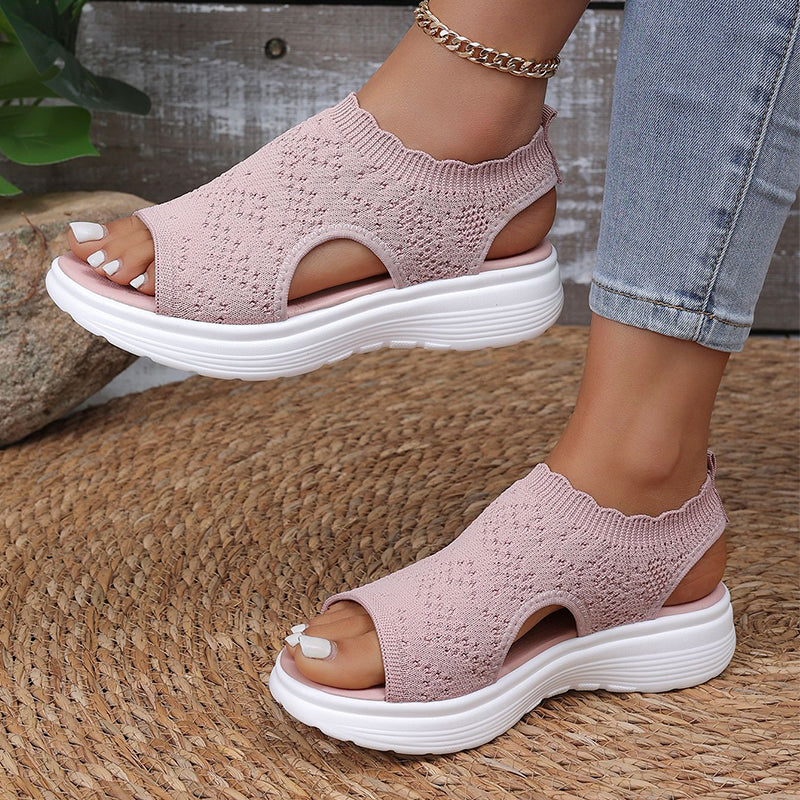 👡49% OFF NOW ! 💐 Women's Breathable Knit Platform Sandals – Air-permeable knit upper, cushioned sole & lightweight comfy summer footwear ✨