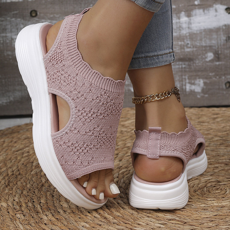 👡49% OFF NOW ! 💐 Women's Breathable Knit Platform Sandals – Air-permeable knit upper, cushioned sole & lightweight comfy summer footwear ✨