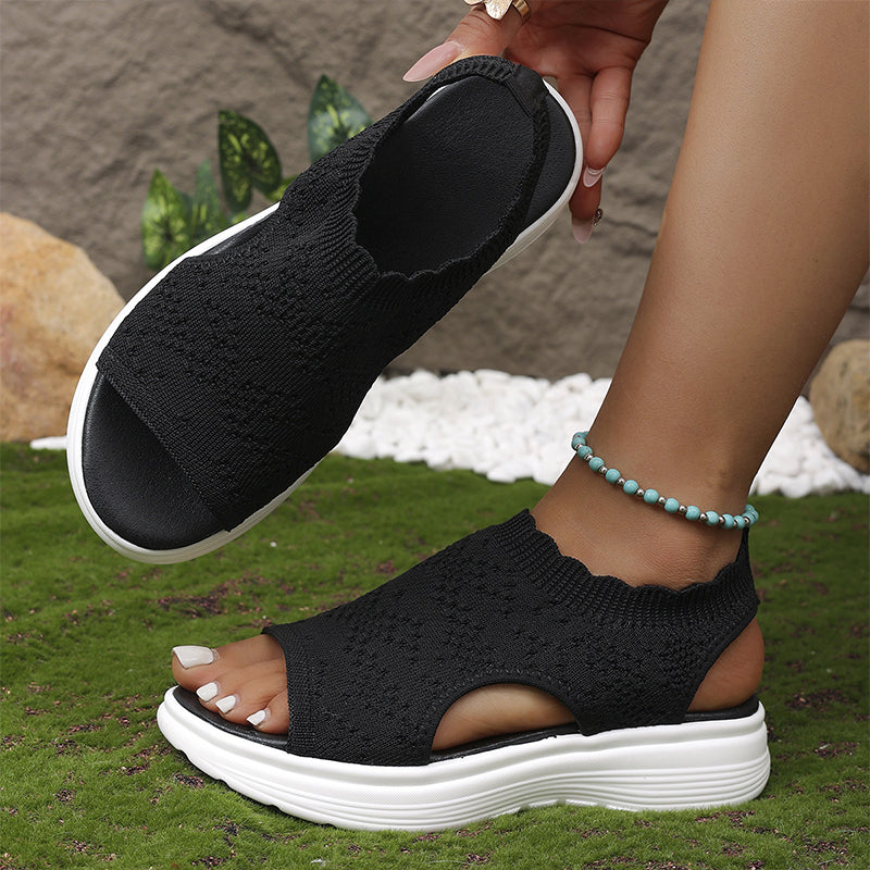 👡49% OFF NOW ! 💐 Women's Breathable Knit Platform Sandals – Air-permeable knit upper, cushioned sole & lightweight comfy summer footwear ✨