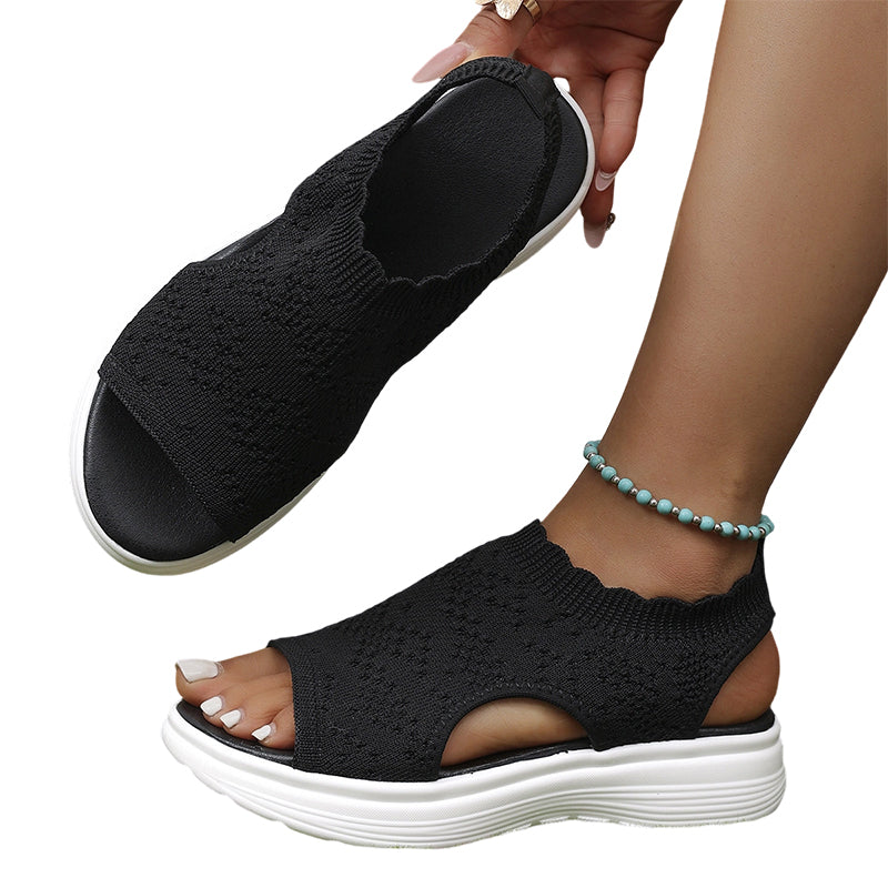 👡49% OFF NOW ! 💐 Women's Breathable Knit Platform Sandals – Air-permeable knit upper, cushioned sole & lightweight comfy summer footwear ✨