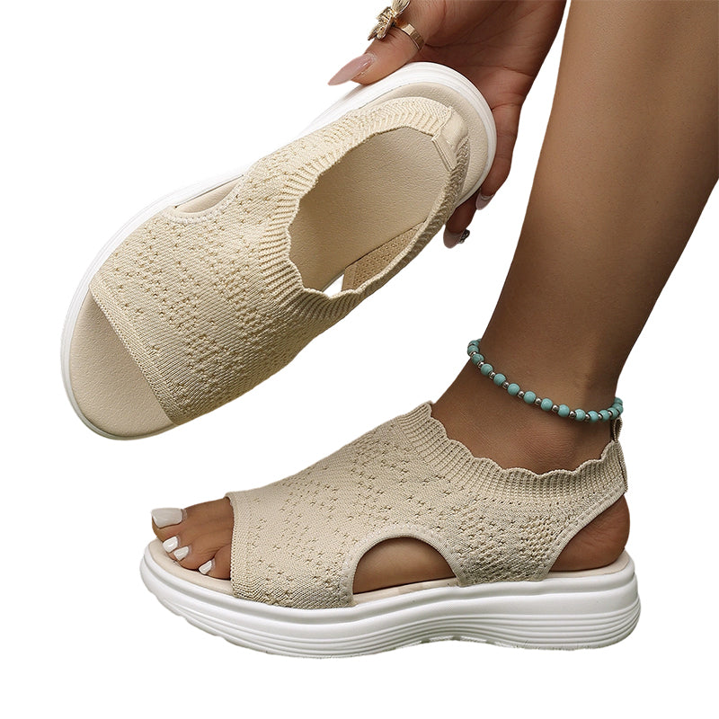 👡49% OFF NOW ! 💐 Women's Breathable Knit Platform Sandals – Air-permeable knit upper, cushioned sole & lightweight comfy summer footwear ✨