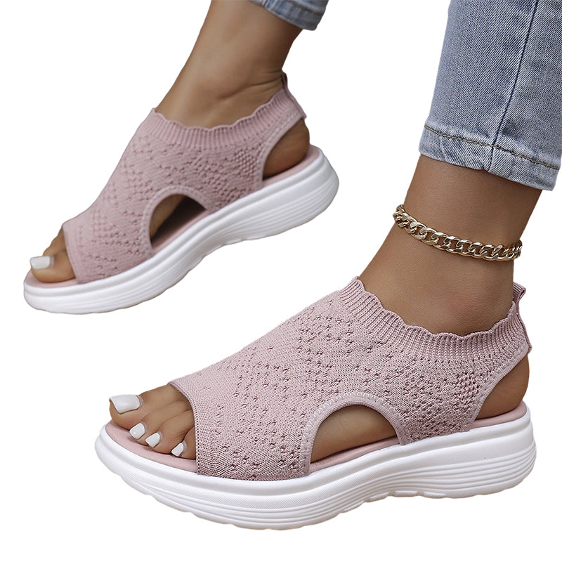 👡49% OFF NOW ! 💐 Women's Breathable Knit Platform Sandals – Air-permeable knit upper, cushioned sole & lightweight comfy summer footwear ✨