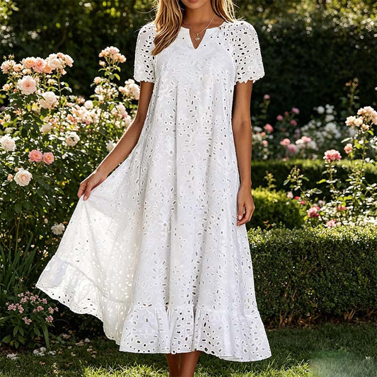 ☀️☀️Last Day Sale 49% OFF-Women's Elegant V-Neck Short Sleeve Dress