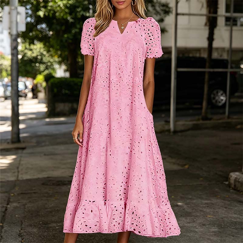 ☀️☀️Last Day Sale 49% OFF-Women's Elegant V-Neck Short Sleeve Dress