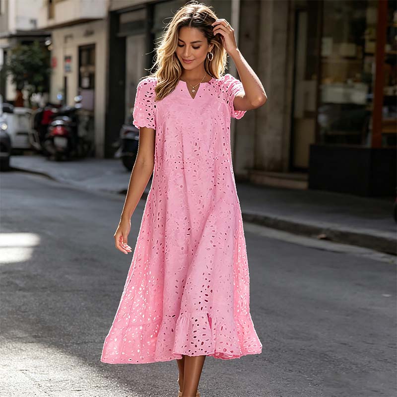 ☀️☀️Last Day Sale 49% OFF-Women's Elegant V-Neck Short Sleeve Dress