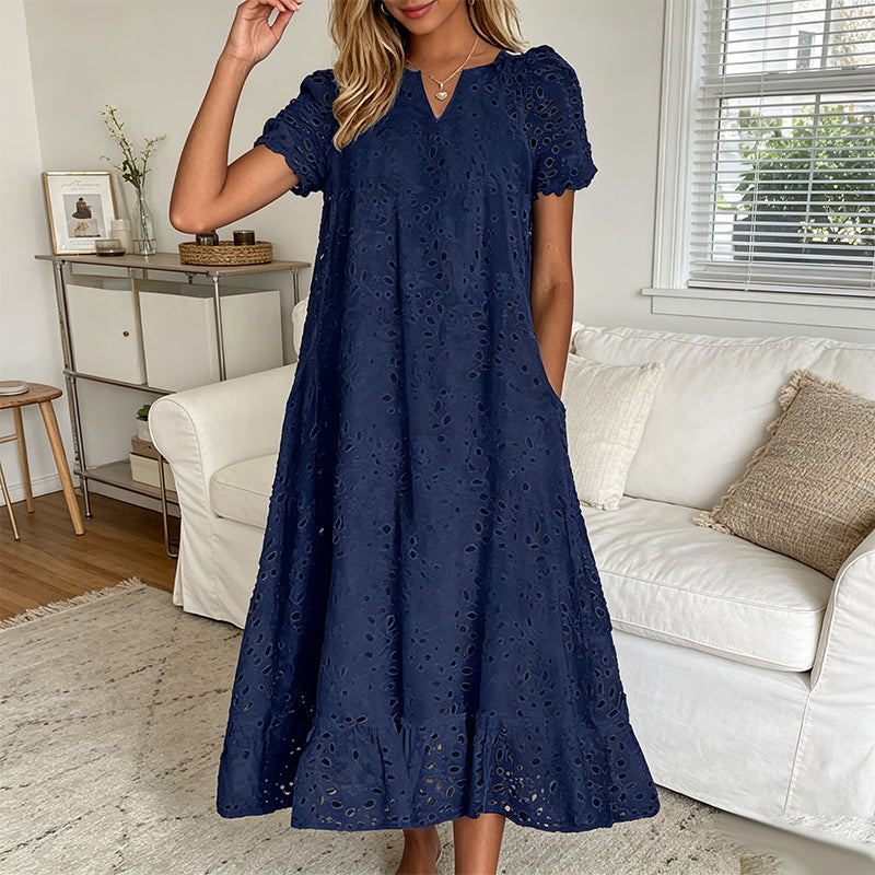 ☀️☀️Last Day Sale 49% OFF-Women's Elegant V-Neck Short Sleeve Dress