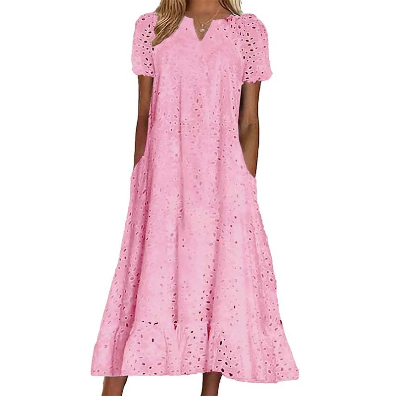 ☀️☀️Last Day Sale 49% OFF-Women's Elegant V-Neck Short Sleeve Dress