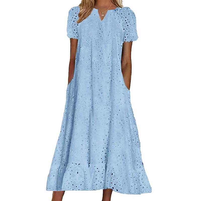 ☀️☀️Last Day Sale 49% OFF-Women's Elegant V-Neck Short Sleeve Dress
