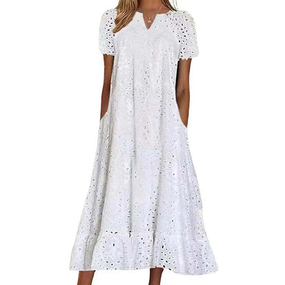 ☀️☀️Last Day Sale 49% OFF-Women's Elegant V-Neck Short Sleeve Dress