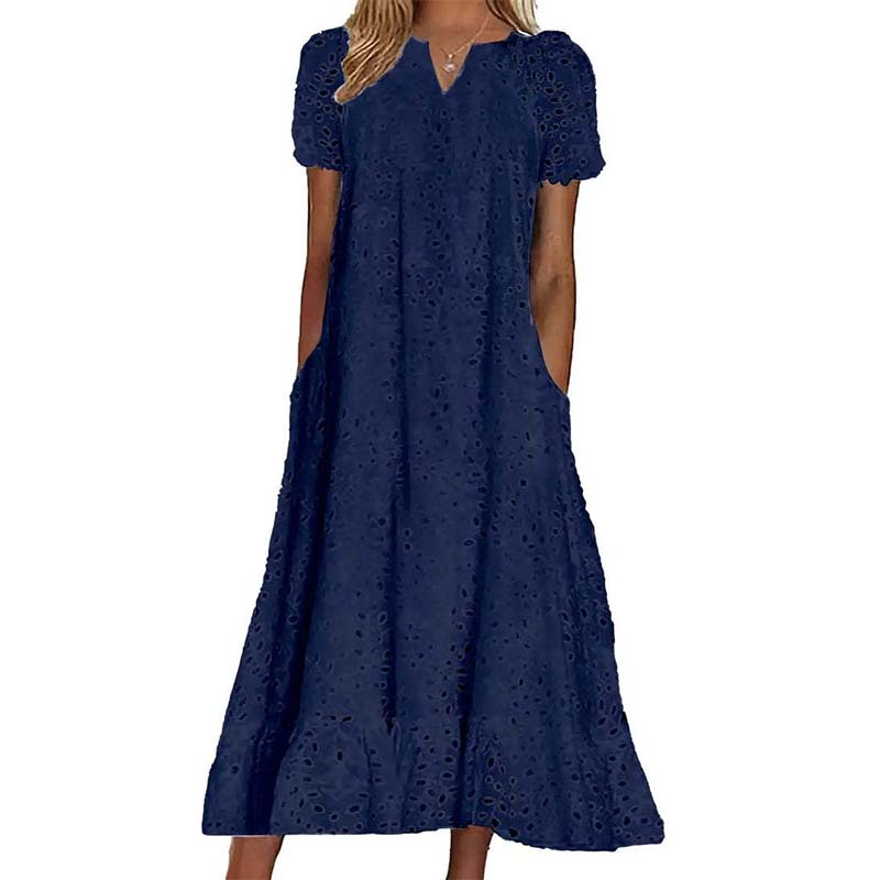 ☀️☀️Last Day Sale 49% OFF-Women's Elegant V-Neck Short Sleeve Dress