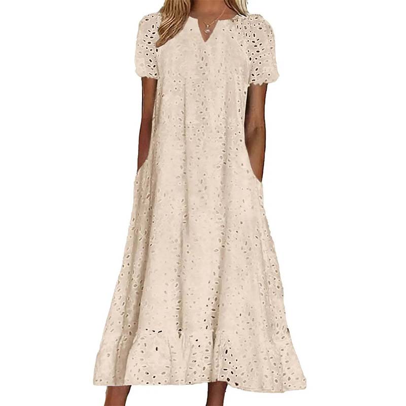 ☀️☀️Last Day Sale 49% OFF-Women's Elegant V-Neck Short Sleeve Dress