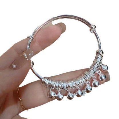 ✨ 49% OFF NOW! 🏆 Adjustable Silver Bell Charm Bangle Bracelet – Delicate & jingly – Lightweight, tarnish-resistant & perfect for daily wear or gifting 🔔