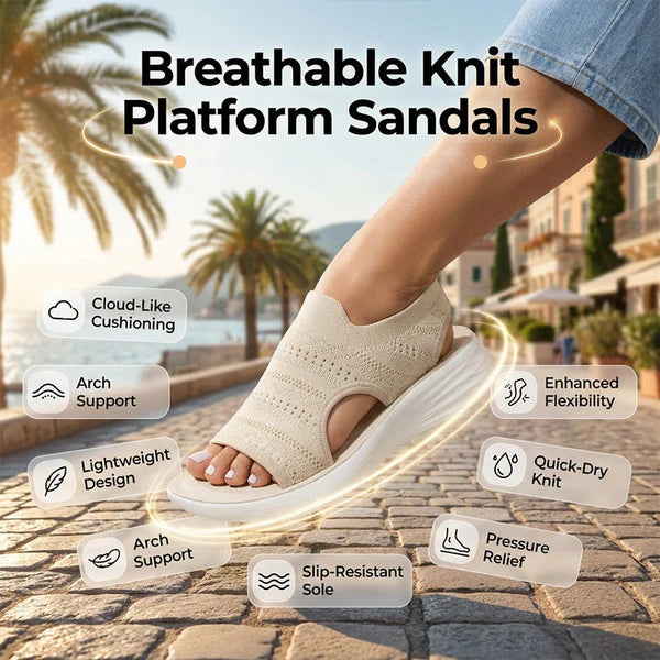 Women's Breathable Knit Platform Sandals ✨