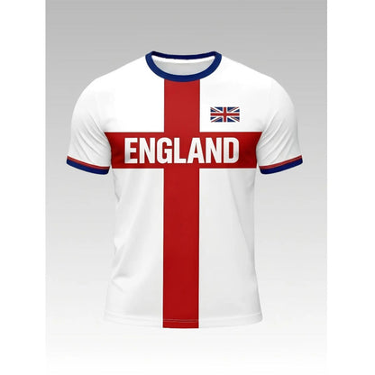 ⚽️⚽️World Cup Mega Sale - 49% OFF England Football Tee – Red Cross & Flag Graphic, Athletic Fit, Breathable for World Cup 2026 🏆⚽