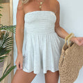 ☀️☀️Last Day Sale 49% OFF-Strapless Off Shoulder Pleated Flowy Short Romper👗👗