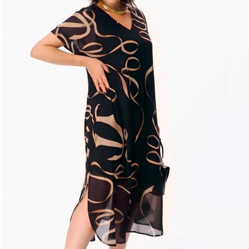 Flowy V-Neck Midi Dress