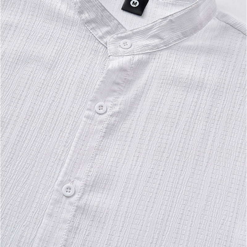 👔 LIMITED-TIME OFFER: 50% OFF! ✨ Men's Summer Shirt – Stand-Up Collar, Textured Fabric, Relaxed Fit ☀️