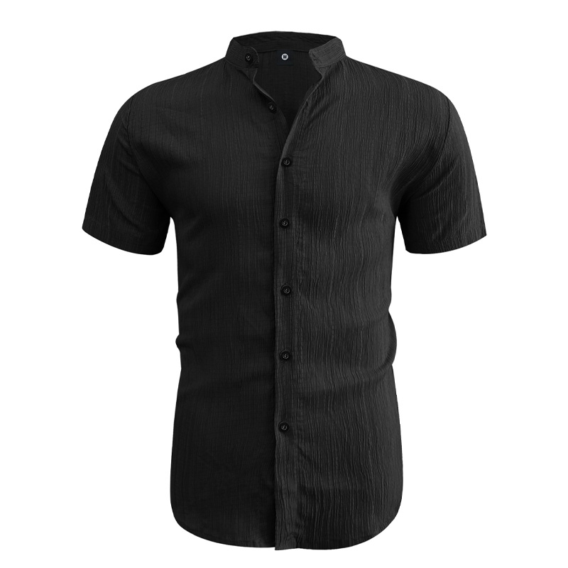 👔 LIMITED-TIME OFFER: 50% OFF! ✨ Men's Summer Shirt – Stand-Up Collar, Textured Fabric, Relaxed Fit ☀️