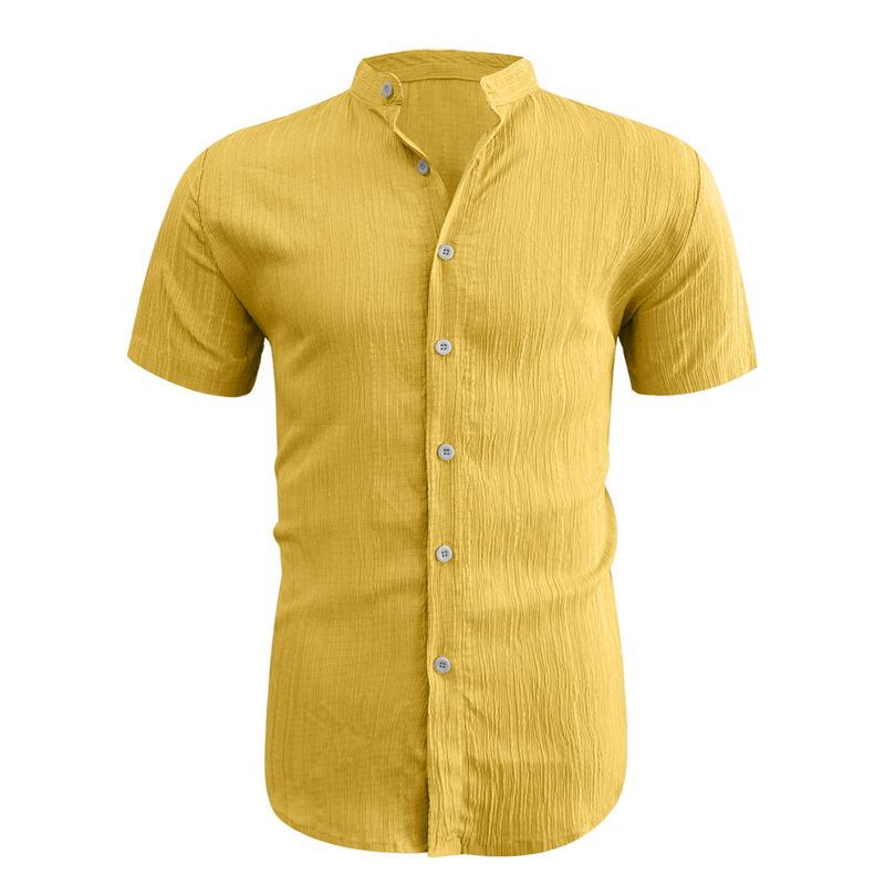👔 LIMITED-TIME OFFER: 50% OFF! ✨ Men's Summer Shirt – Stand-Up Collar, Textured Fabric, Relaxed Fit ☀️