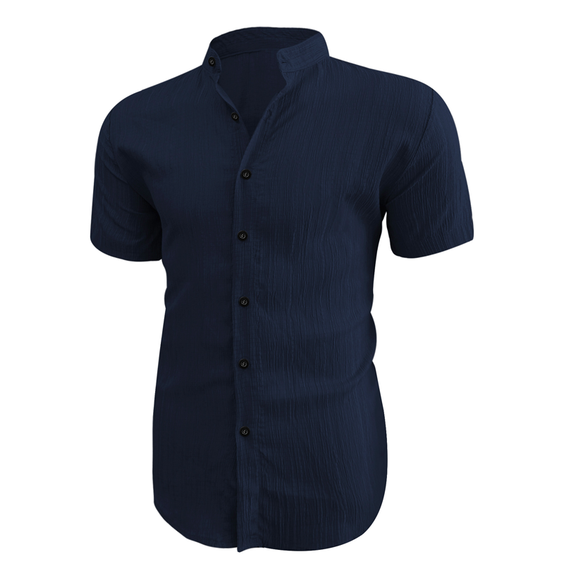 👔 LIMITED-TIME OFFER: 50% OFF! ✨ Men's Summer Shirt – Stand-Up Collar, Textured Fabric, Relaxed Fit ☀️