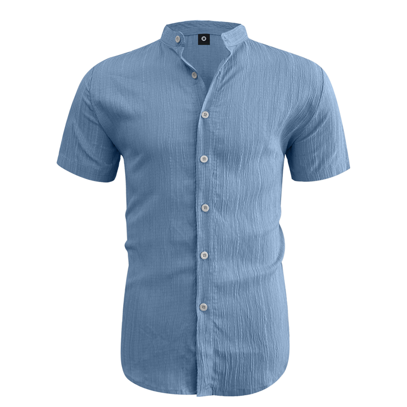👔 LIMITED-TIME OFFER: 50% OFF! ✨ Men's Summer Shirt – Stand-Up Collar, Textured Fabric, Relaxed Fit ☀️