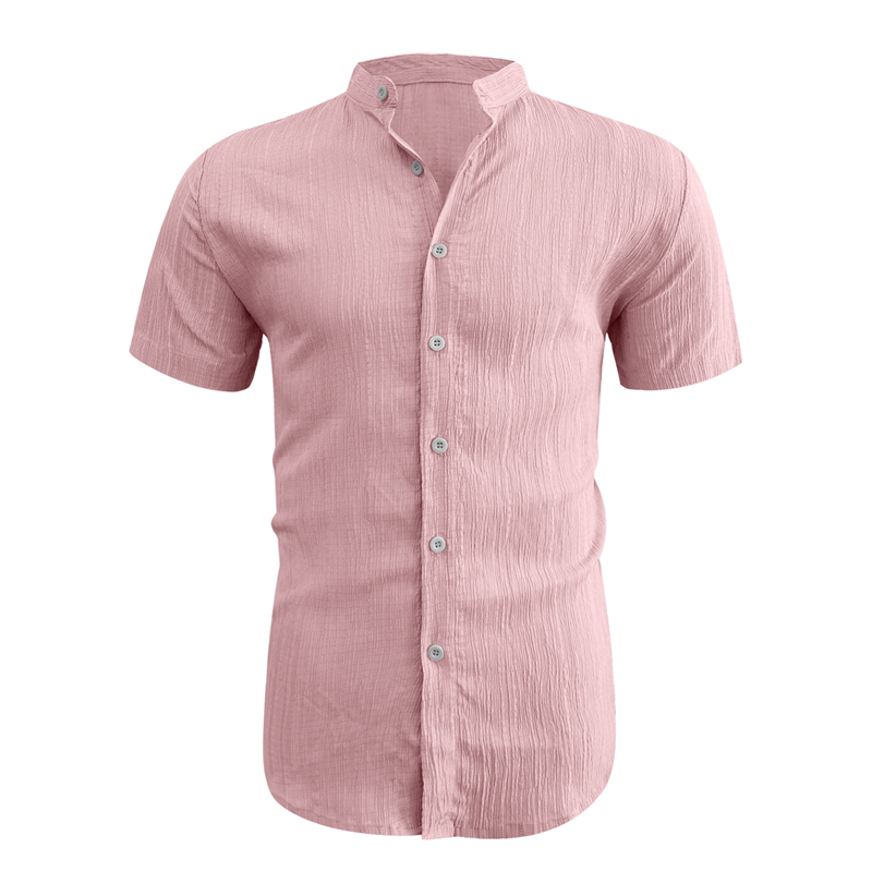 👔 LIMITED-TIME OFFER: 50% OFF! ✨ Men's Summer Shirt – Stand-Up Collar, Textured Fabric, Relaxed Fit ☀️