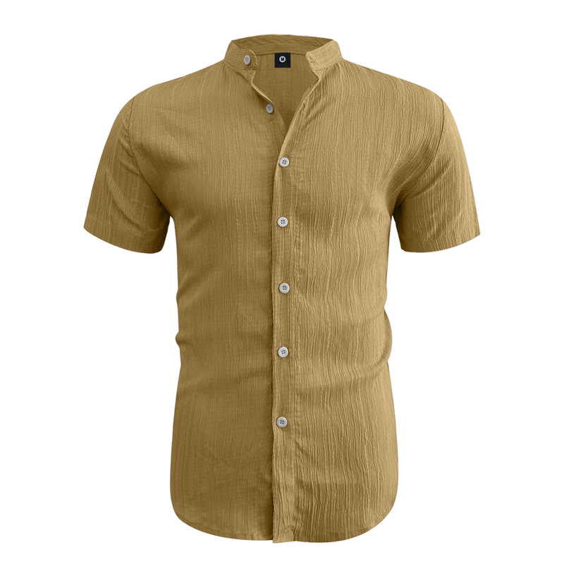 👔 LIMITED-TIME OFFER: 50% OFF! ✨ Men's Summer Shirt – Stand-Up Collar, Textured Fabric, Relaxed Fit ☀️