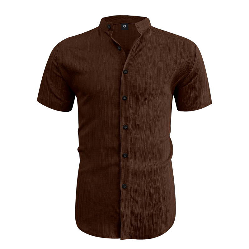 👔 LIMITED-TIME OFFER: 50% OFF! ✨ Men's Summer Shirt – Stand-Up Collar, Textured Fabric, Relaxed Fit ☀️