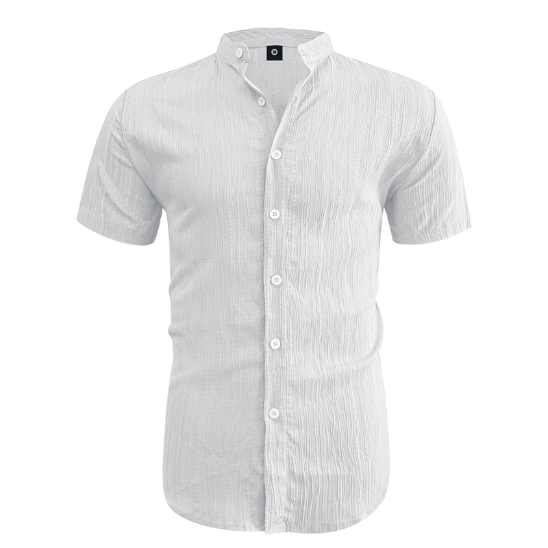 👔 LIMITED-TIME OFFER: 50% OFF! ✨ Men's Summer Shirt – Stand-Up Collar, Textured Fabric, Relaxed Fit ☀️