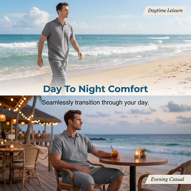 👔 50% OFF 🌿 Casual linen shirt and pants set for men – Lightweight, breathable, and relaxed fit – Perfect for summer, vacation, or the office – Natural, effortless look 👖