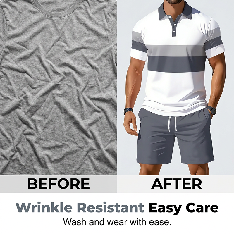 👕 2-Piece Shirt & Shorts Set for Men – Comfortable, Breathable, and Versatile for Summer, Leisure, and Travel ☀️🩳