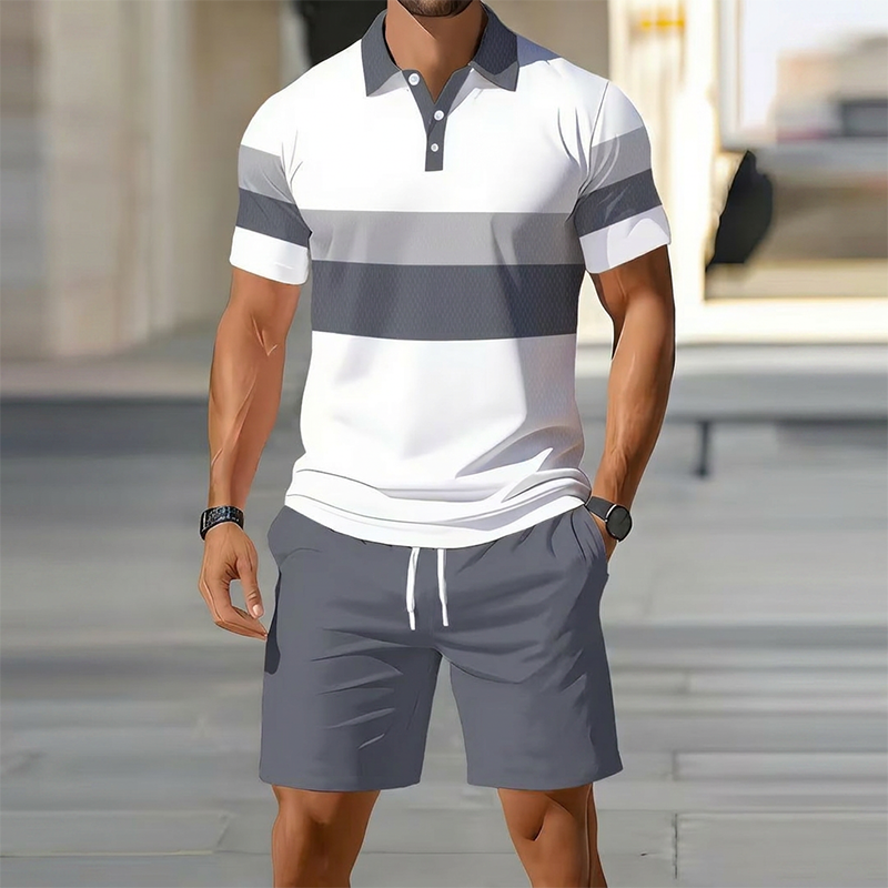 👕 2-Piece Shirt & Shorts Set for Men – Comfortable, Breathable, and Versatile for Summer, Leisure, and Travel ☀️🩳