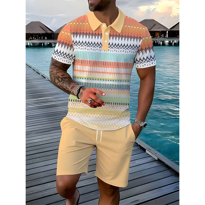 👕 2-Piece Shirt & Shorts Set for Men – Comfortable, Breathable, and Versatile for Summer, Leisure, and Travel ☀️🩳