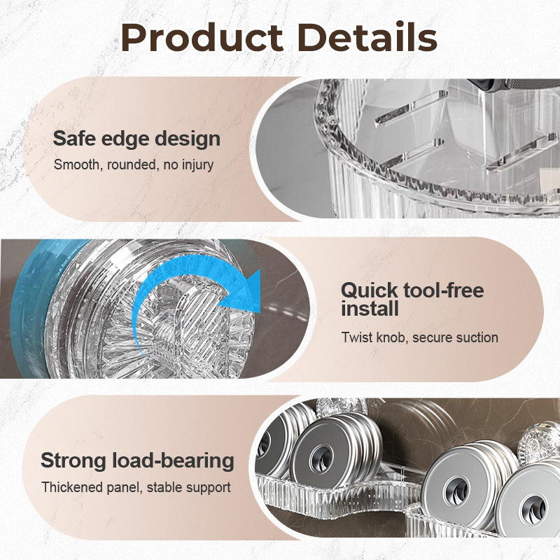 🧴Summer Hot Sale💪 Strong & Stable Faucet Storage Rack | Thickened Wide Panels + Guardrails Hold Large Bottles Securely 🧴 Universal U-Shape Fit, No Interference | Built-in Drainage Holes Keep Items Dry 💧 Tool-Free Suction Cup Installation ✨