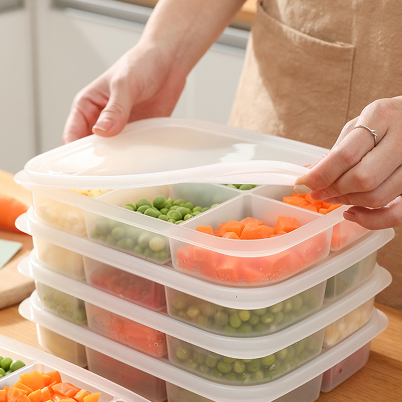🔥 HOT SALE – Multi-Section Meal Prep Container | Keeps Food Separated, No Flavor Mixing 🍋 Airtight Lid, Stackable Design, Fridge & Microwave Safe | Transparent for Quick View, Food-Grade PP5, Reusable 💪