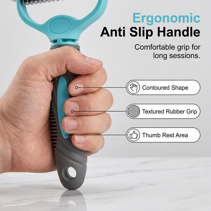 🐱🐶50% OFF! Pet Dematting Rake – Pain-Free Grooming, Skin-Friendly Rounded Teeth, Anti-Slip Handle 🐾 Reduces Shedding Instantly, Dual-Sided Deshedding Tool for Dogs & Cats 💈