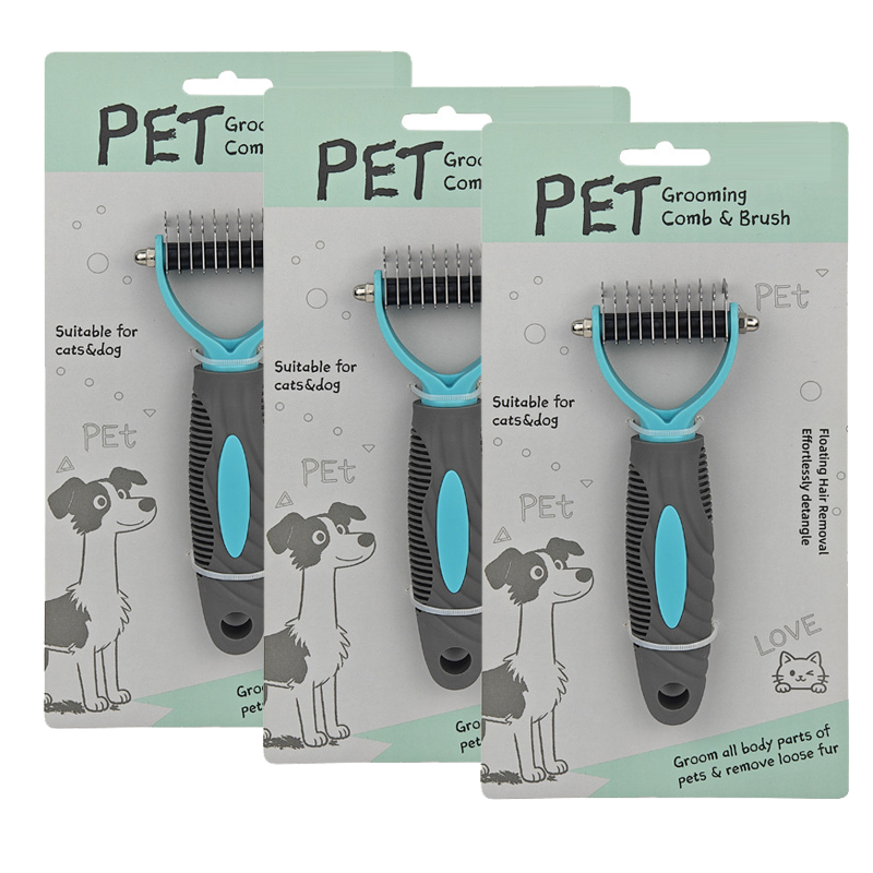 🐱🐶50% OFF! Pet Dematting Rake – Pain-Free Grooming, Skin-Friendly Rounded Teeth, Anti-Slip Handle 🐾 Reduces Shedding Instantly, Dual-Sided Deshedding Tool for Dogs & Cats 💈